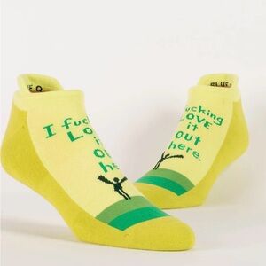 🆕 Blue Q I F’in Love It Out Here Sneaker Socks NWT Size L /XL Unisex